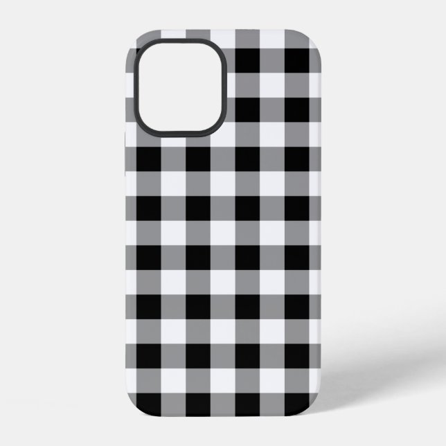 Black and White Buffalo Plaid Pattern iPhone Case (Back)
