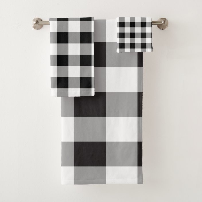 Black and White Buffalo Plaid Pattern Modern Bath Towel Set Zazzle.co.uk