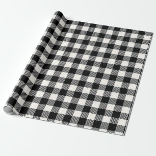 Black and White Buffalo Plaid Seamless Plaid Wrapping Paper