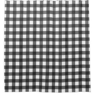 Black and White Buffalo Plaid Shower Curtain