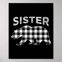 Black And White Buffalo Plaid Sister Bear Christma