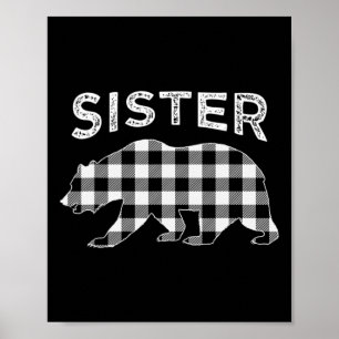 Black And White Buffalo Plaid Sister Bear Christma Poster