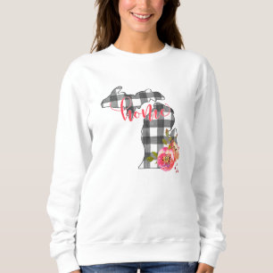 Black and White Buffalo Plaid State of Michigan  Sweatshirt