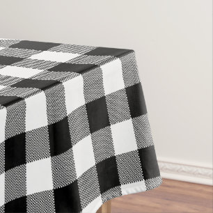 Black and White Buffalo Plaid Tablecloth