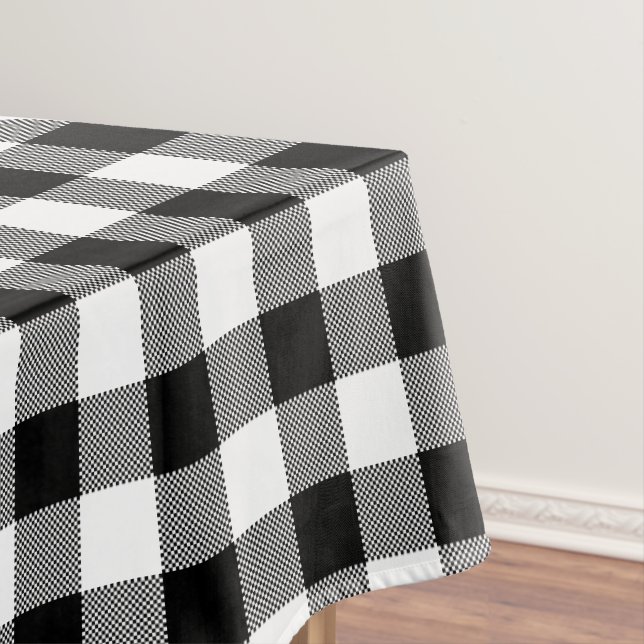Black and White Buffalo Plaid Tablecloth (In Situ)