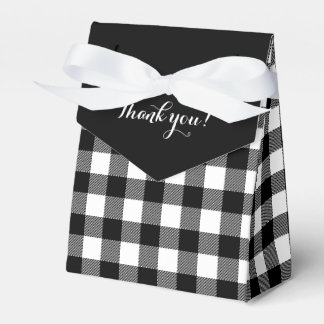 Black and White Buffalo Plaid Thank you Favour Box