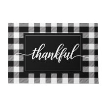 Black and White Buffalo Plaid Thankful Quote
