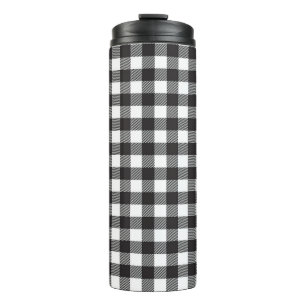 Black and White Buffalo Plaid Travel Mug Tumbler