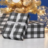 Rustic Kraft Tan and White Buffalo Plaid Christmas Wrapping Paper