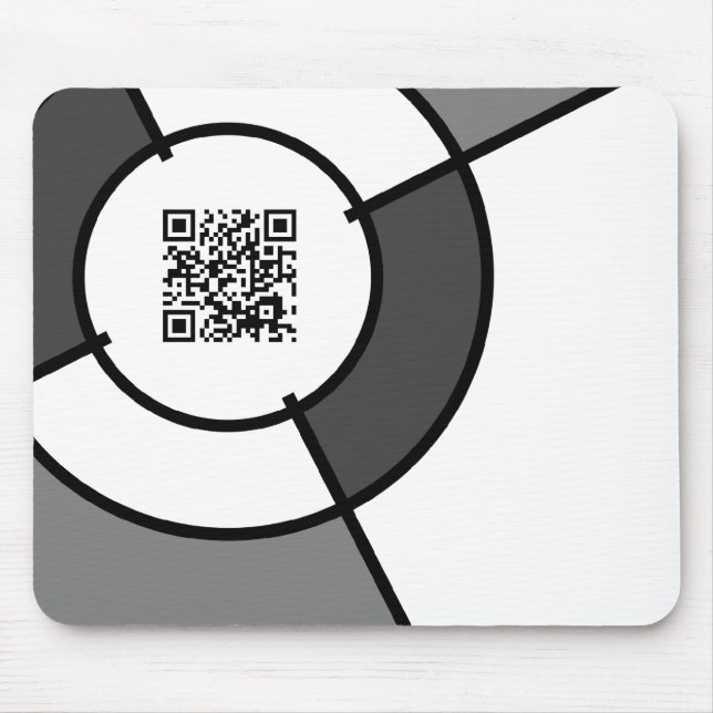 black and white bullseye QR code Mouse Mat (Front)