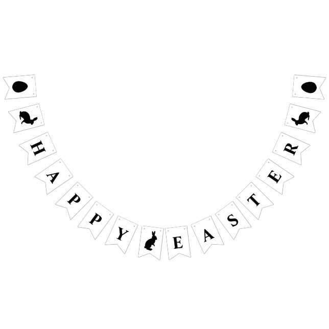 Black And White Bunnies Happy Easter Text Bunting (All)