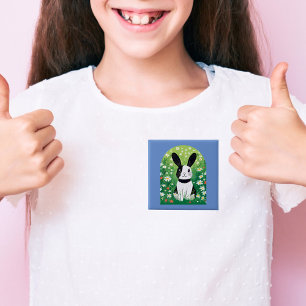 Black And White Bunny Button