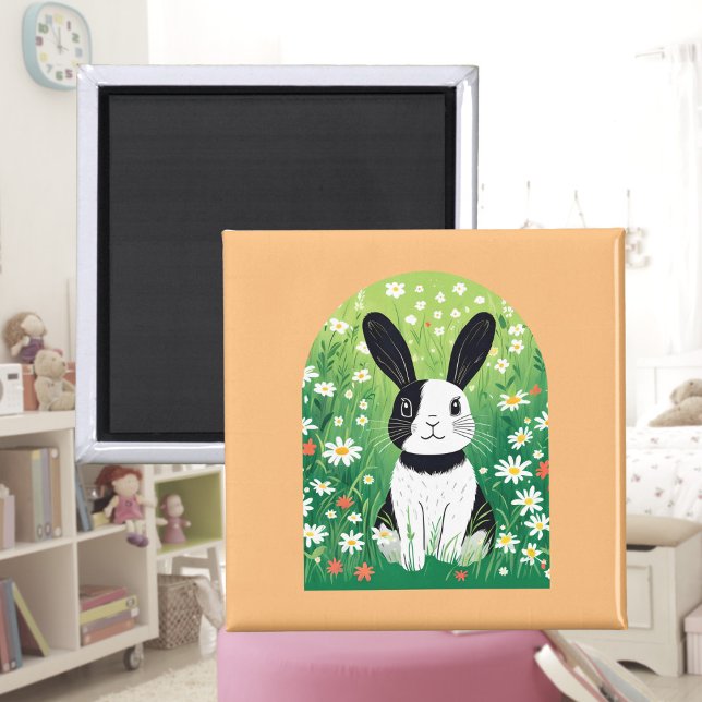 Black And White Bunny Magnet (Creator Uploaded)