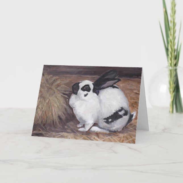 Black and White Bunny Rabbit Animal Greeting Card (Front)