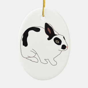 Black and White Bunny Rabbit Ceramic Tree Decoration