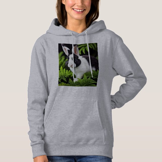 Black And White Bunny Rabbit, Hoodie (Front)