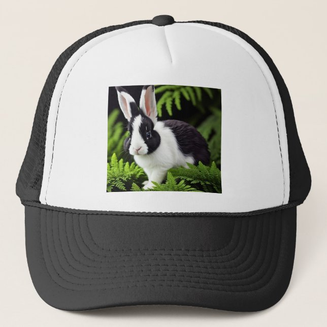 Black And White Bunny Rabbit, Trucker Hat (Front)