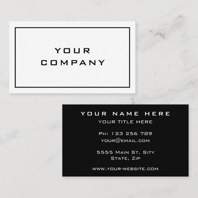 Black and White Business Card Your Colours and Fon (Front/Back)