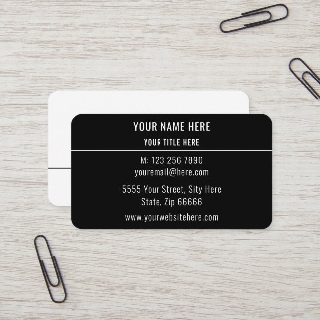 Black and White Business Card Your Own Design (Front/Back In Situ)