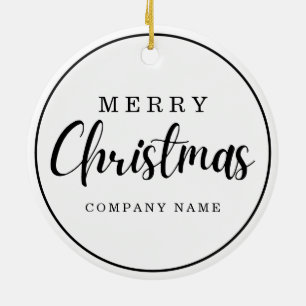 Black And White Business Logo Merry Christmas Ceramic Tree Decoration