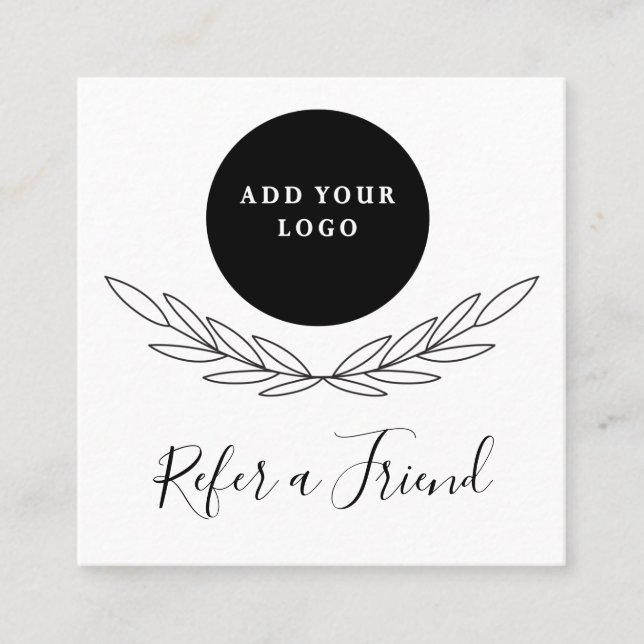 Black And White Business Logo Professional    Referral Card (Front)