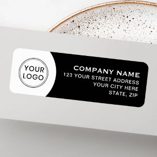 Black and white business logo return address