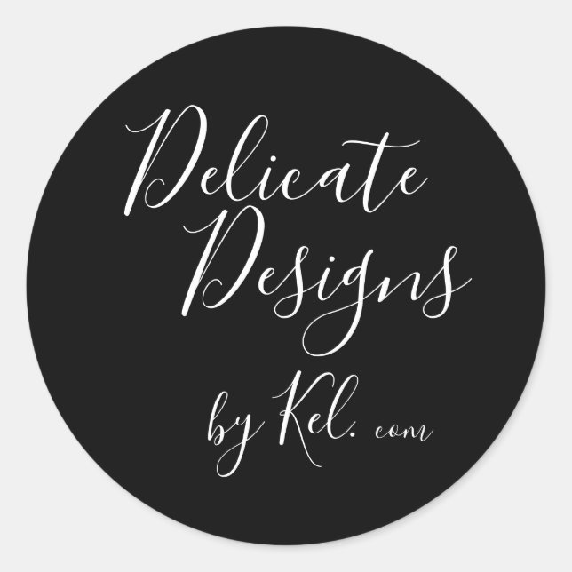Black and White Business Name Classic Round Sticker (Front)