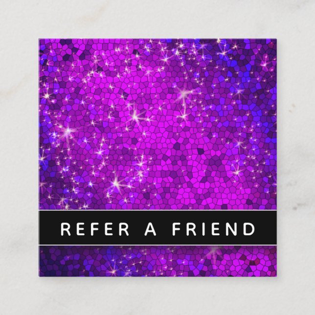 Black and White Business Purple Glitter Salon Spa Appointment Card (Front)