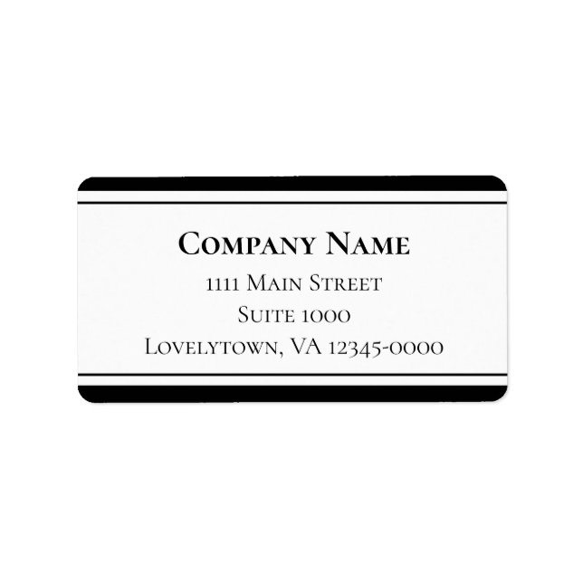 Black and White Business Template Return Address Label (Front)