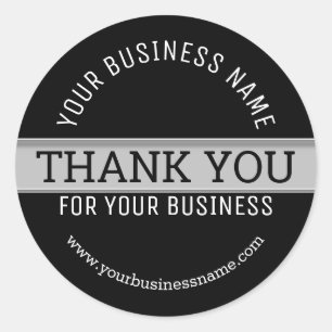 Black And White Business Thank You Classic Round Sticker
