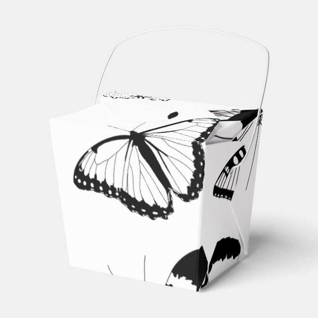 Black and White Butterflies Favour Box (Front Side)