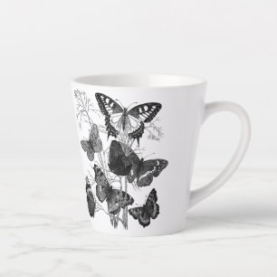 Black and White Butterflies  Latte Mug