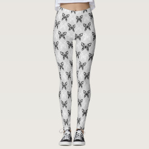 Black and white butterflies leggings