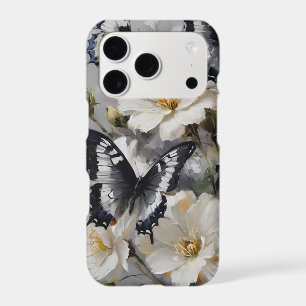 Black And White Butterflies On White Flowers,