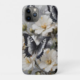 Black And White Butterflies On White Flowers, iPhone 11 Pro Case