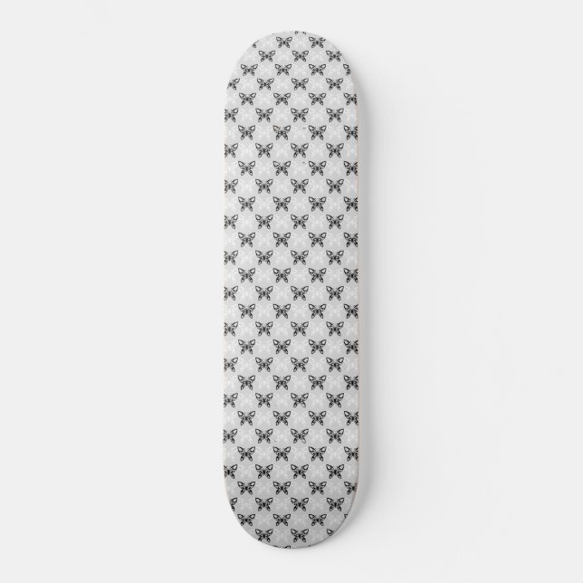 Black and white butterflies skateboard (Front)