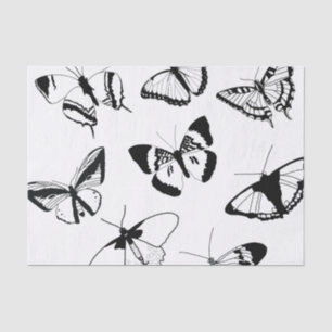 Black and White Butterflies Tissue Paper