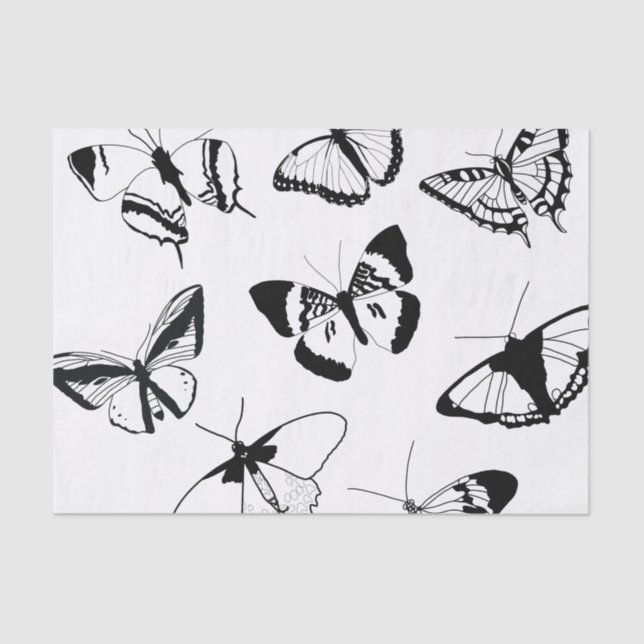 Black and White Butterflies Tissue Paper (Front)