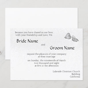 Black and white Butterflies Wedding Invitation Tem