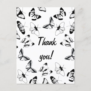 Black and White Butterflies Wedding Postcard
