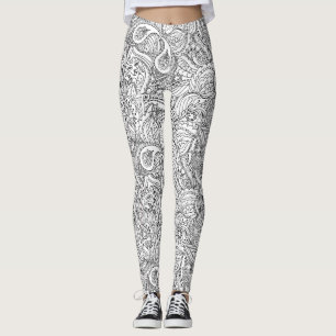 Black and White Butterfly Abstract Pattern Legging