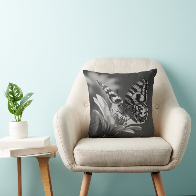 Black and White Butterfly Cushion (Chair)