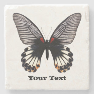 Black and White Butterfly Custom Stone Coaster