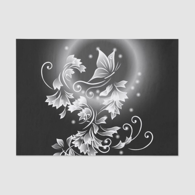 Black And White Butterfly Fantasy Tissue Paper (Front)