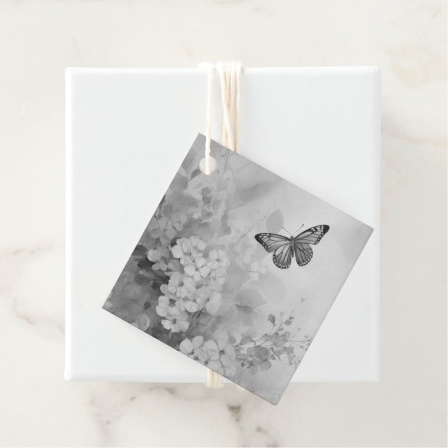 Black and White Butterfly Favour Tags (In Situ)