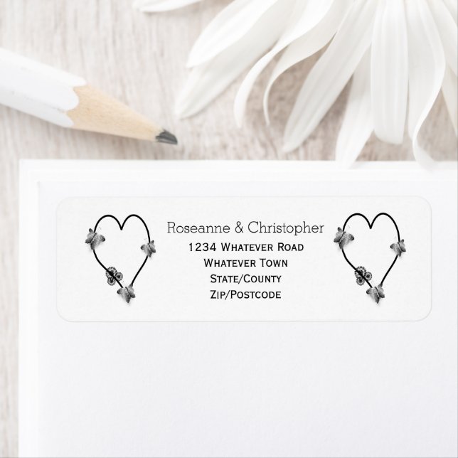 Black And White Butterfly Heart Design Wedding (Insitu)