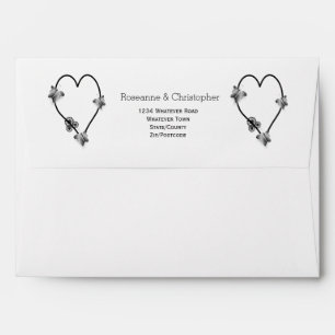 Black And White Butterfly Heart Design Wedding Envelope