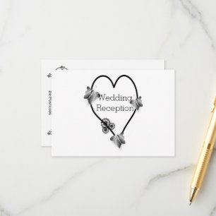 Black And White Butterfly Heart Wedding Reception Enclosure Card