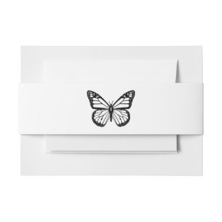 Black and White Butterfly Invitation Belly Band