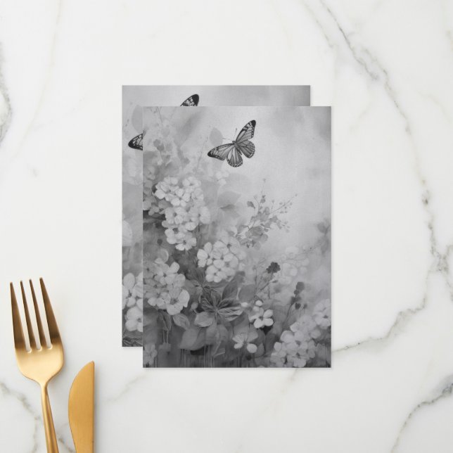 Black and White Butterfly Menu (Front/Back In Situ)